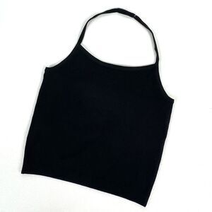 Banana Republic Halter Top Black Cotton Blend Stretch Adjustable Cropped Sz XS
